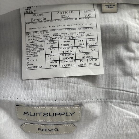 Suitsupply Grey Wool Suit Lazio Super 110s - 42 Long, Pants 36 x 32 - Picture 12 of 16